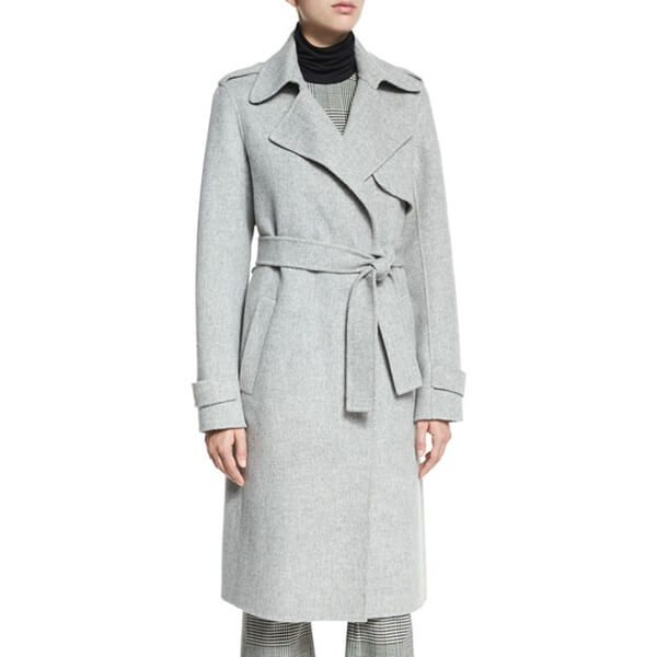 Theory Double-Face Wool-Cashmere Trench Coat