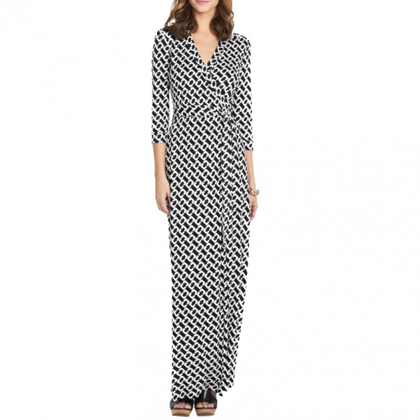 Diane von Furstenberg Abigail Chain Link Wrap Maxi Dress | evaChic