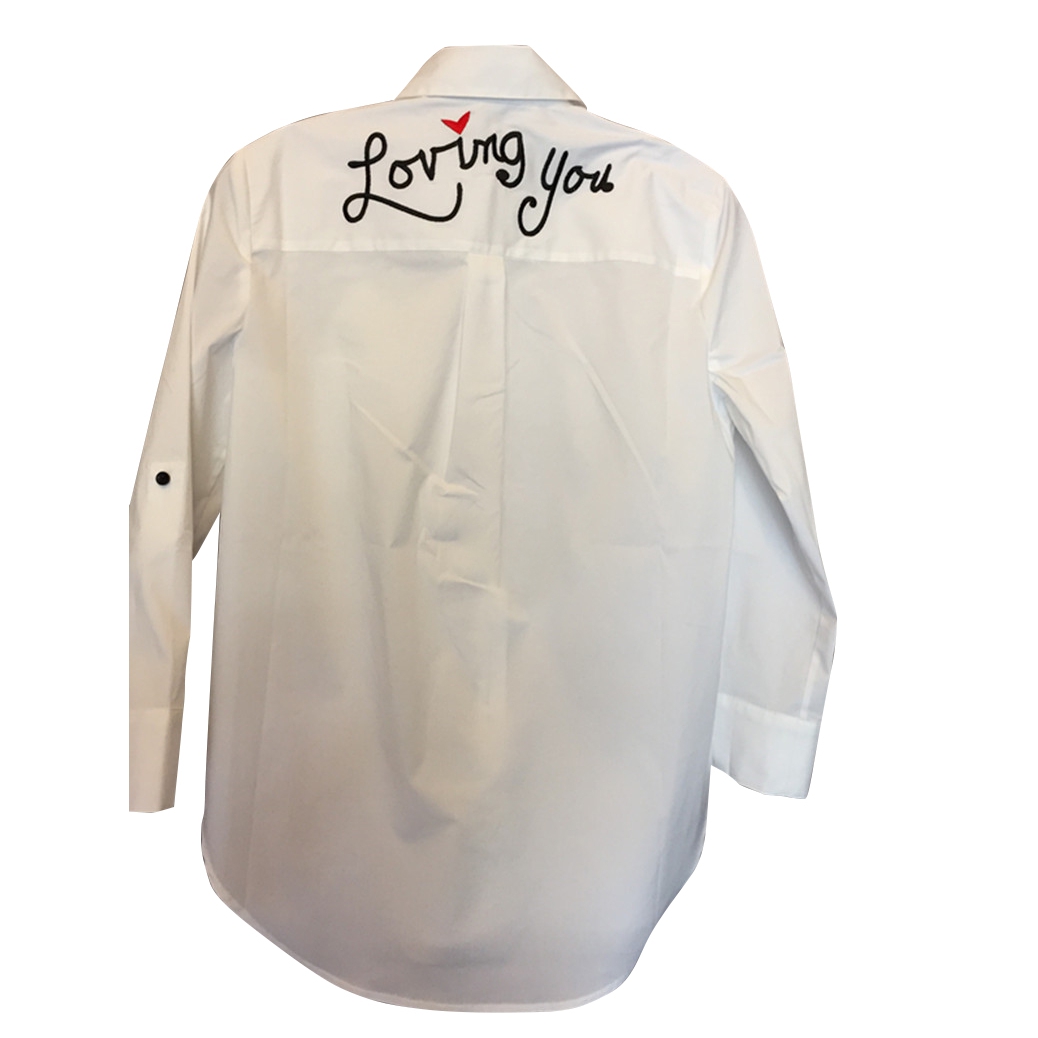 Alice + Olivia Embroidered Shirt Cream 2024 Medium