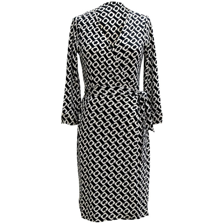 Diane von Furstenberg New Julian Two Chain-Print Wrap Dress – evaChic