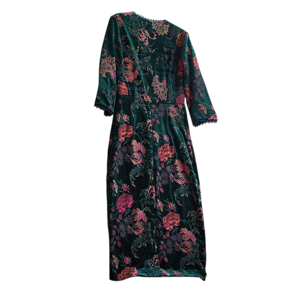 Uterque Velvet Floral Jacquard Dress – evaChic