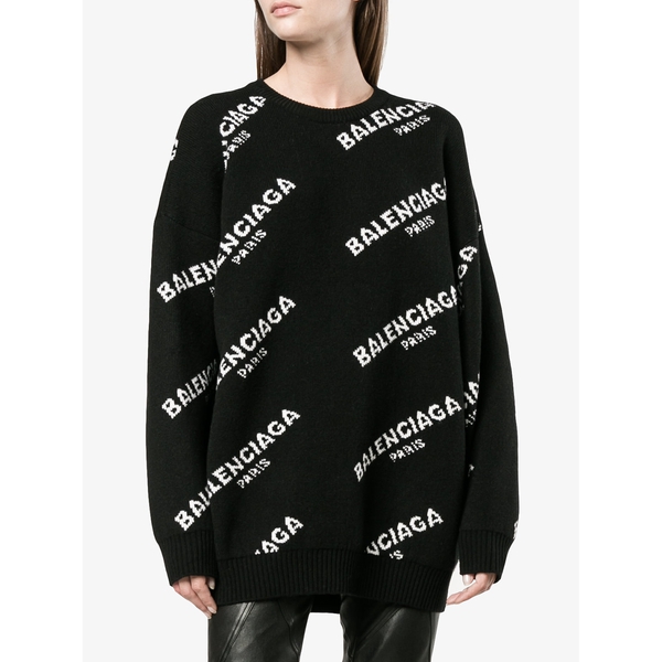 balenciaga black all over logo crewneck sweater