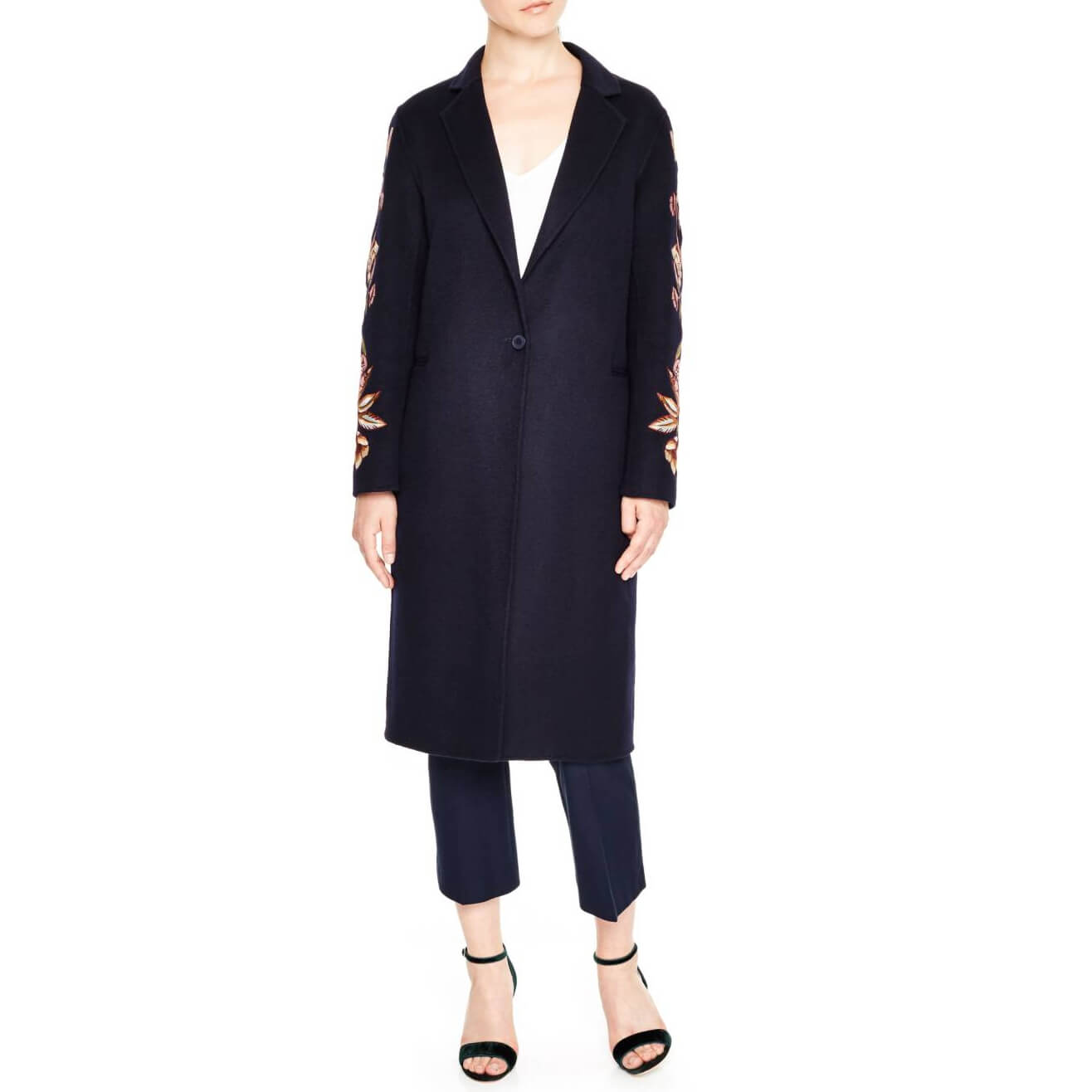 Sandro Floral Embroidery Wool Blend Coat – evaChic
