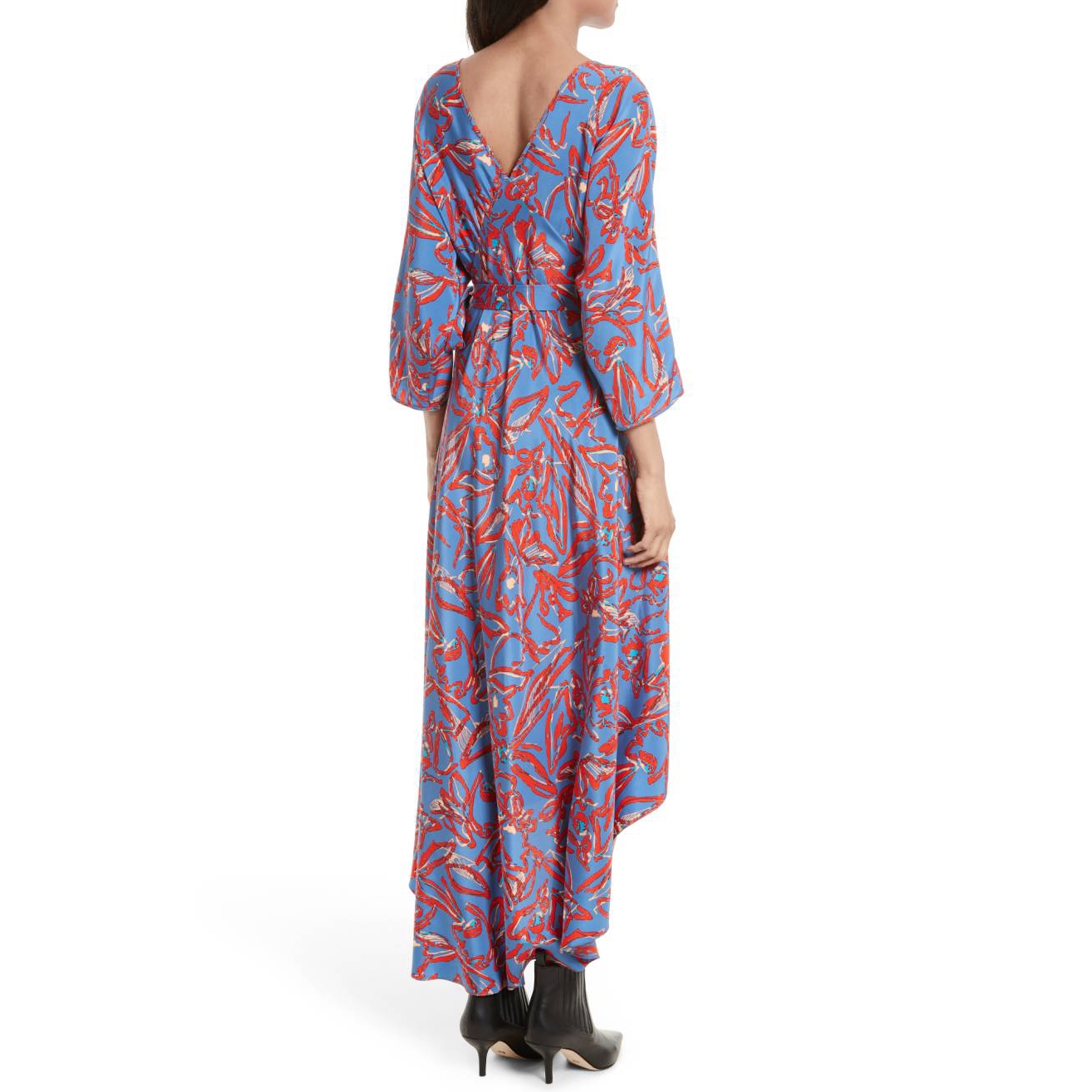 Diane von Furstenberg Floral Long Sleeve Asymmetric Hem Dress – evaChic