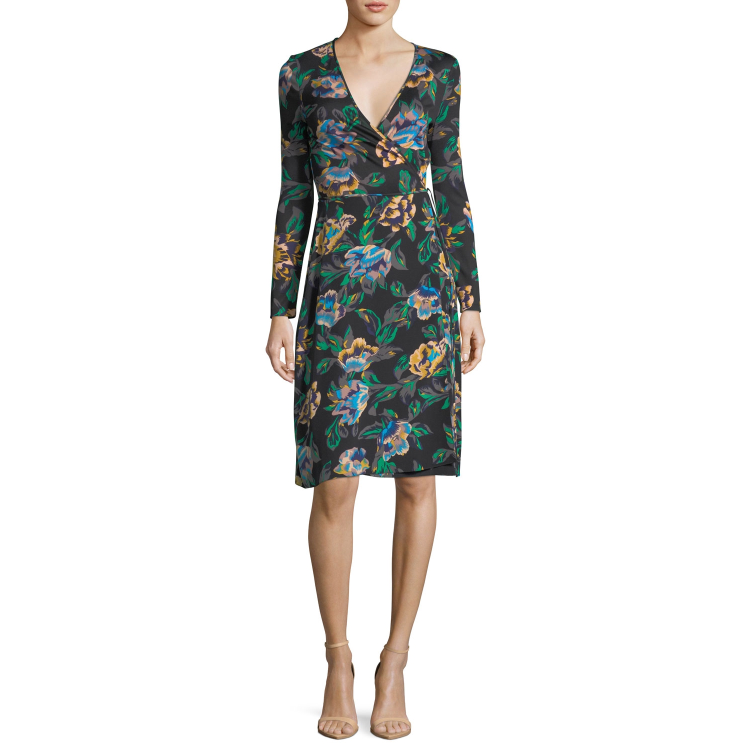 Diane von Furstenberg Benton Floral Long-Sleeve Wrap Dress – evaChic