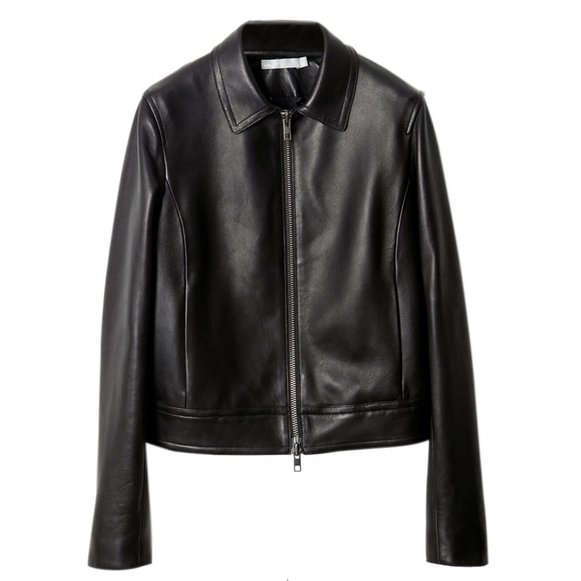 Vince Detachable Shearling Collar Leather Jacket – evaChic