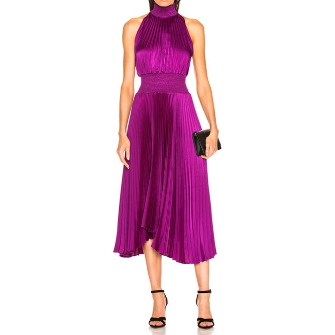 alc renzo metallic pleated dress