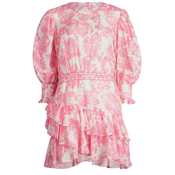 LoveShackFancy Lorelei Pink Gem Floral Ruffle Mini Dress – evaChic