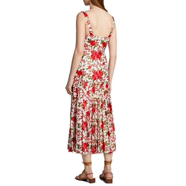 Alexis Amal Pleated Rose-Print Sleeveless Dress – evaChic