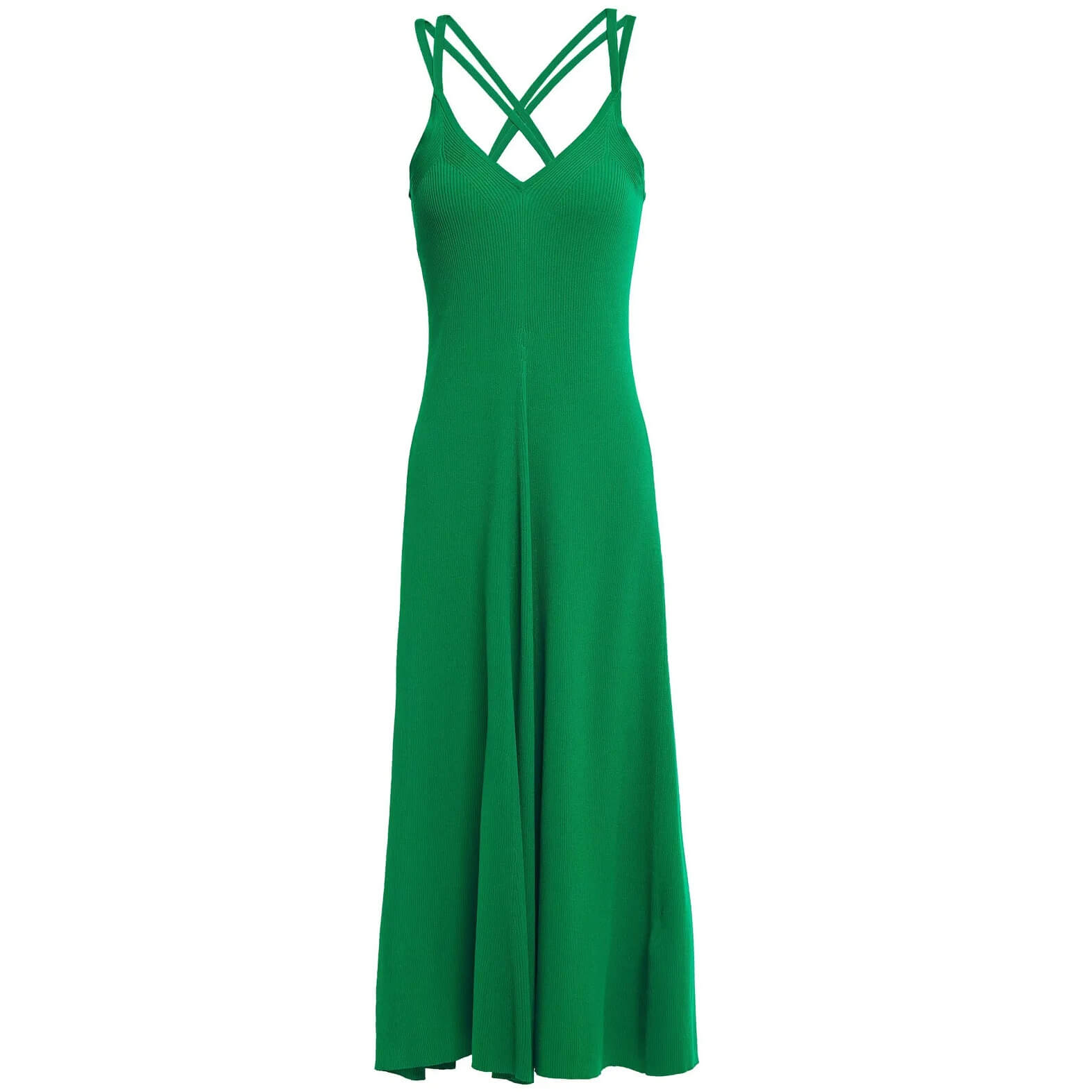 Womens SANDRO green Ribbed-Knit Midi Dress
