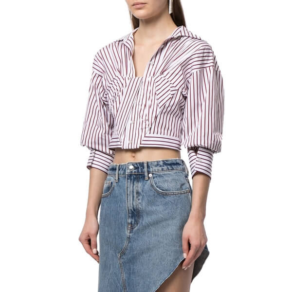 Alexander Wang Cropped Striped Cotton Bustier Shirt – evaChic